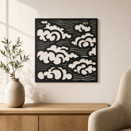 Clouds Wall Art — Japanese Wave & Cloud Panel | 2 Sizes