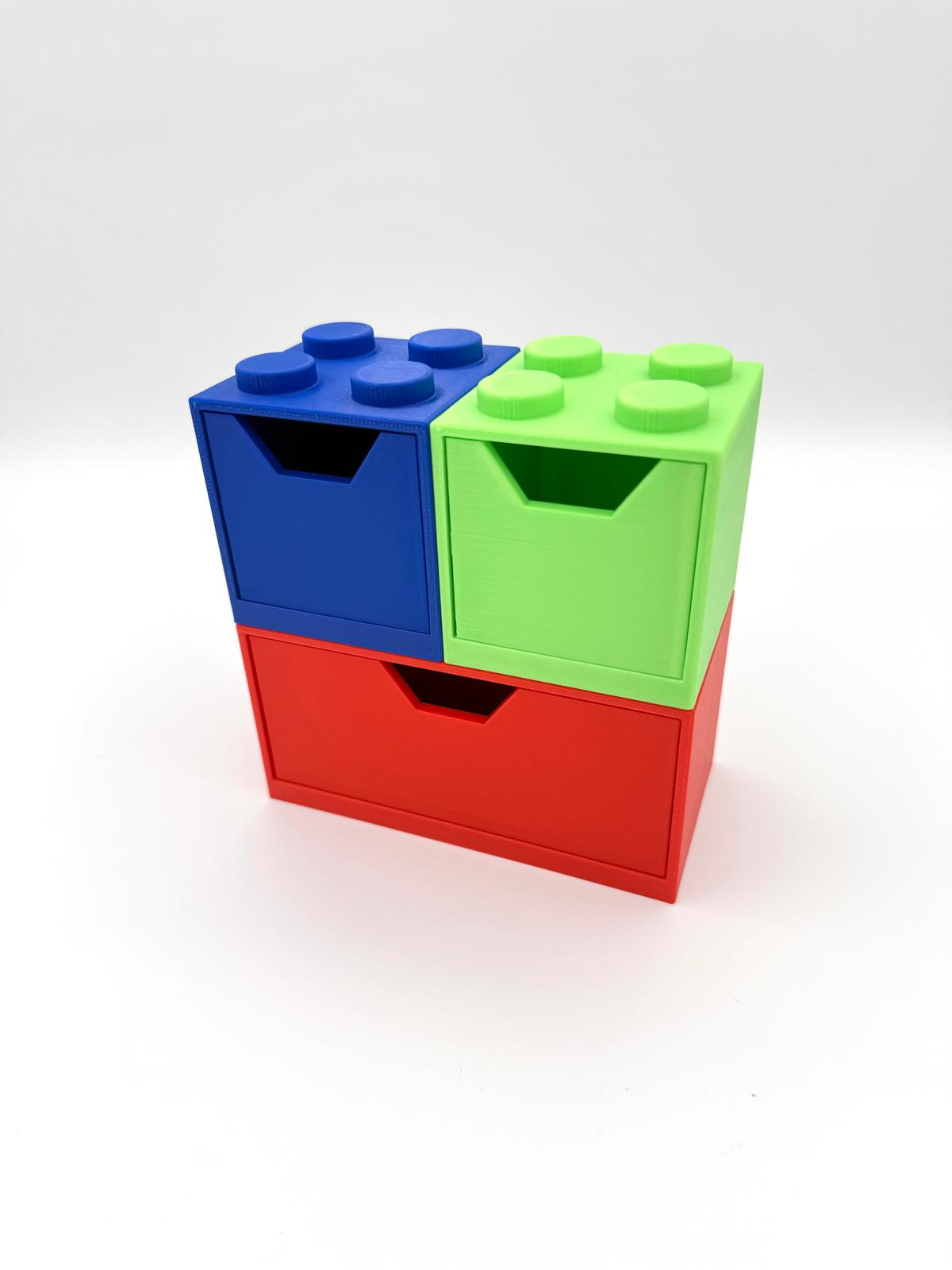 Block Drawers Desk Organizer | 3D Printed Storage | Custom Colors | Office Organization | LEGO Style Stackable Drawers