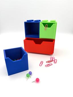 Block Drawers Desk Organizer | 3D Printed Storage | Custom Colors | Office Organization | LEGO Style Stackable Drawers 3