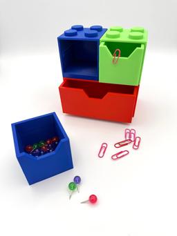 Block Drawers Desk Organizer | 3D Printed Storage | Custom Colors | Office Organization | LEGO Style Stackable Drawers 5