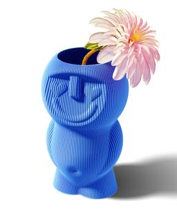 Boy in Love Vase - 3D Printed Happy Face Vase - Unique Ribbed Texture - Recycled Plastic Home Decor - Housewarming Gift 2
