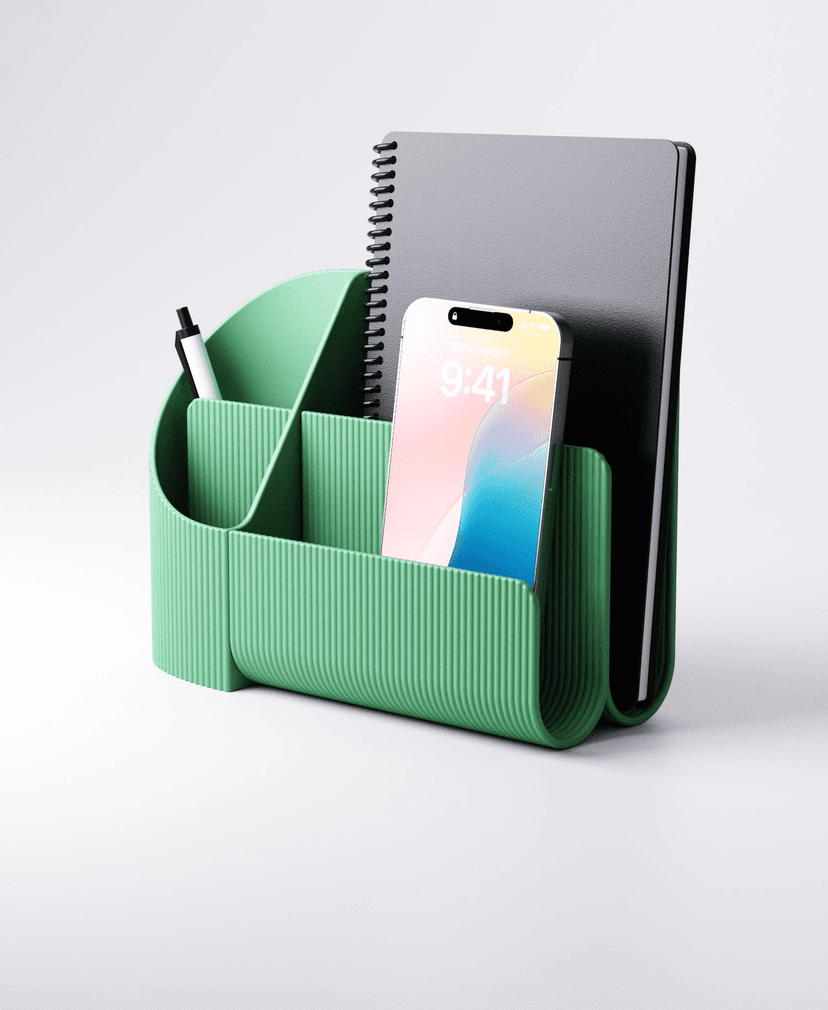 Modern Desk Organizer 3D Printed | Phone Holder Pen Holder | Minimalist Office Storage | Multiple Colors Available