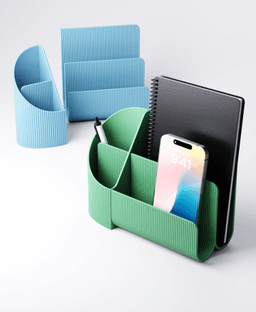 Modern Desk Organizer 3D Printed | Phone Holder Pen Holder | Minimalist Office Storage | Multiple Colors Available 5