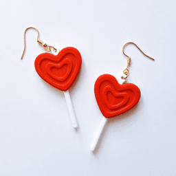 Heart Lollipop Earrings - Sweet 3D Printed Dangle Earrings - Cute Valentine's Day Jewelry - Lightweight Statement Earrings 3