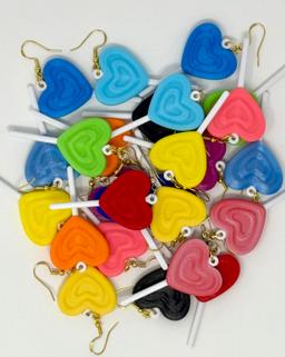 Heart Lollipop Earrings - Sweet 3D Printed Dangle Earrings - Cute Valentine's Day Jewelry - Lightweight Statement Earrings 4