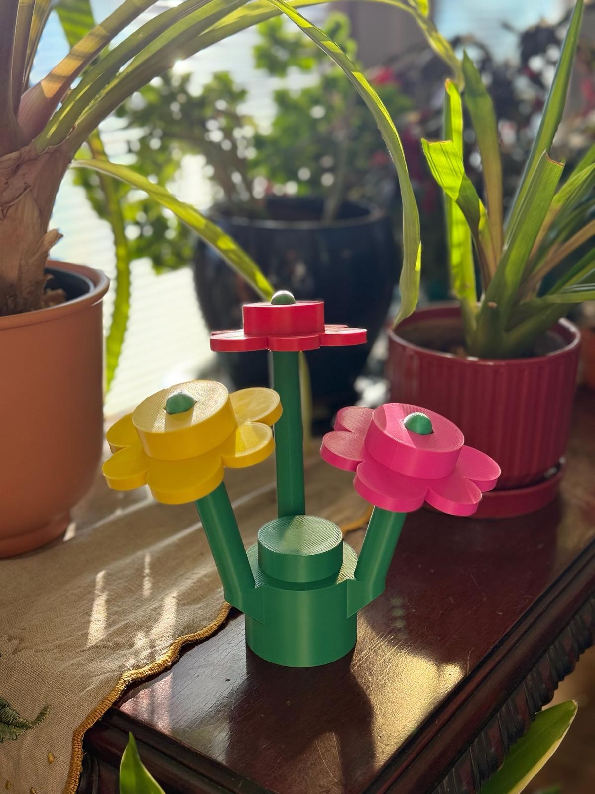 Lego Flower Bouquet 3D Printed Brick Flowers Medium Home Decor Gift Birthday Housewarming Desk Accessory Toy Art