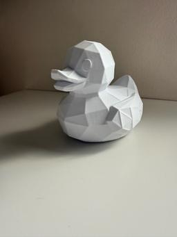 Low Poly Duck 3D Printed Geometric Rubber Ducky Decor - Modern Minimalist Bathroom Figurine Gift 1