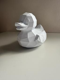 Low Poly Duck 3D Printed Geometric Rubber Ducky Decor - Modern Minimalist Bathroom Figurine Gift 3