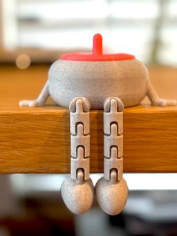 New! Curling Stone Buddy - 3D Printed Articulated Flexi Desk Figure - Winter Sports Decor - Custom Colors Available 4