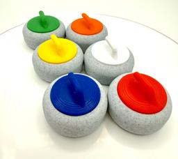 New! Curling Stone Magnets (6-Pack) | Mix-and-Match Colors | 3D Refrigerator Magnets 3