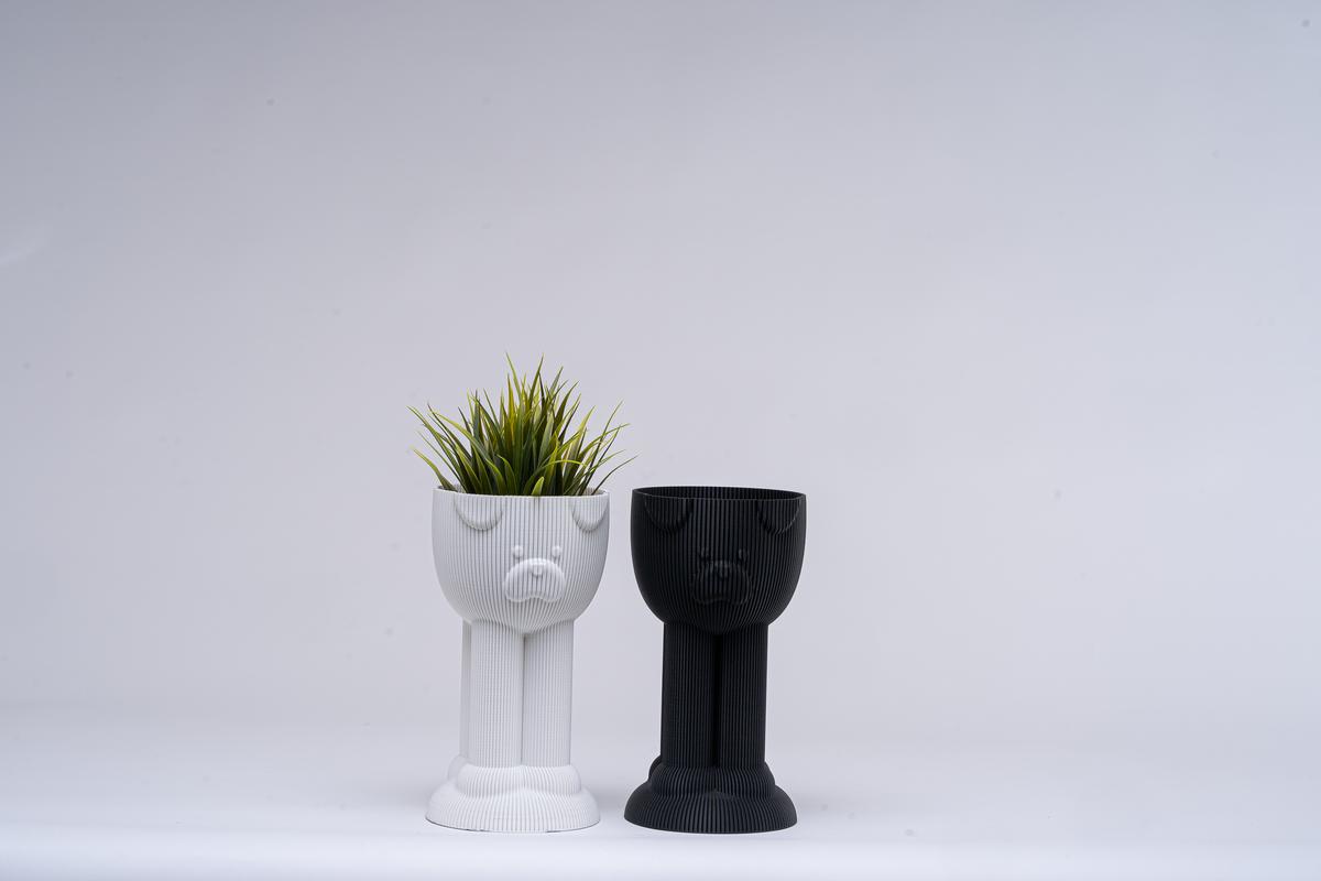 Paw Pot Tall Vase | Modern 3D Printed Planter | Unique Ridged Textured Design | Kowafatcompany Studio Art