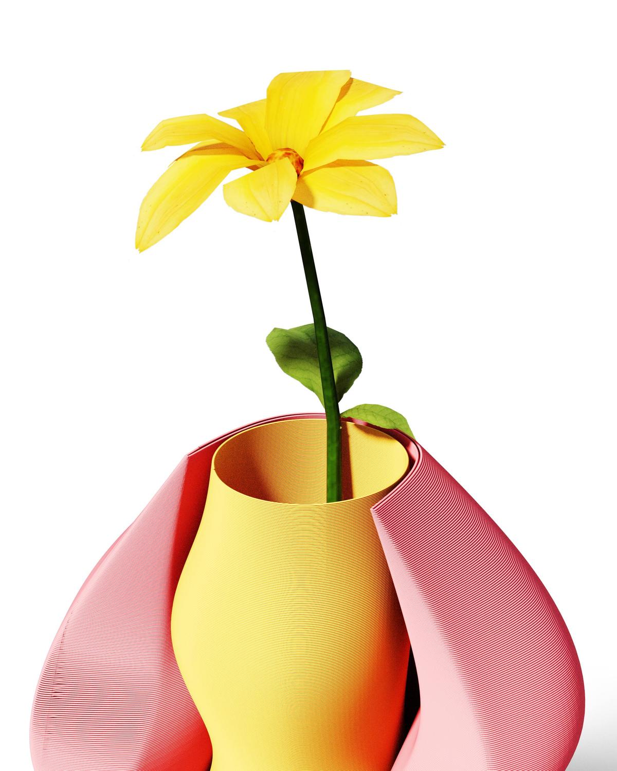 Modern Wave Vase 3D Printed | Two-Piece Sculptural Flower Vase | Colorful Home Decor | Housewarming Gift | Dopamine Decor