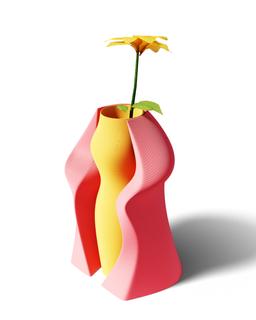 Modern Wave Vase 3D Printed | Two-Piece Sculptural Flower Vase | Colorful Home Decor | Housewarming Gift | Dopamine Decor 3