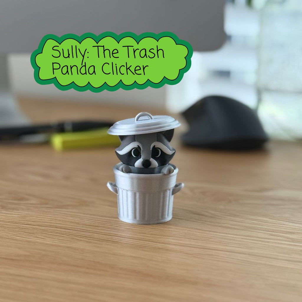 Sully the Trash Panda — Raccoon Clicker Desk Buddy | 3D Printed Figurine