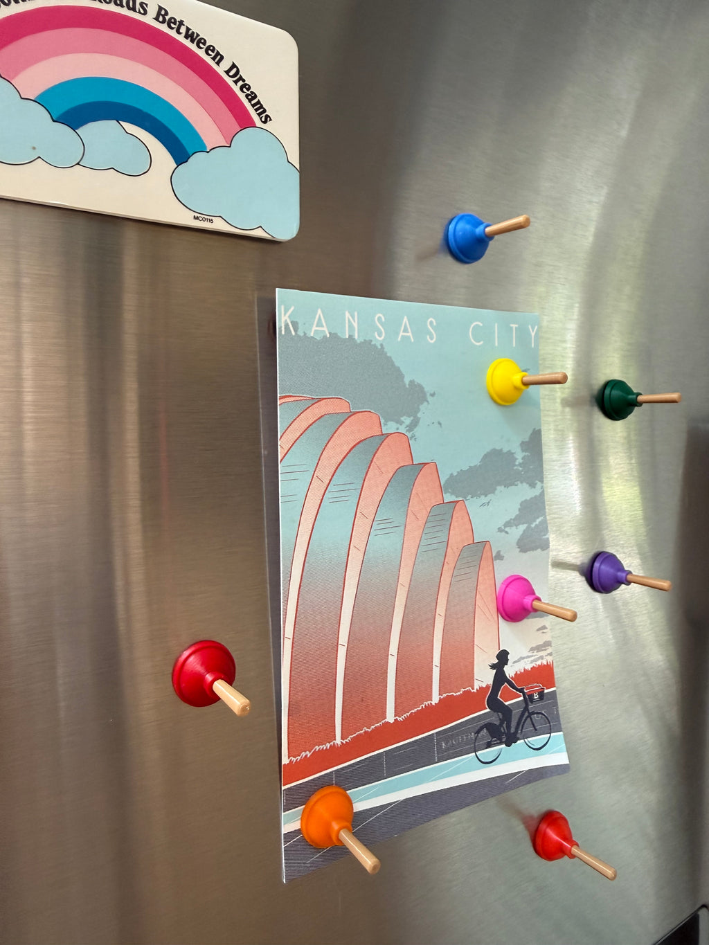Plunger Fridge Magnets Set of 6, Novelty Toilet Plunger Magnet Gift, Funny Kitchen Decor, Choose Your Colors, Handmade USA