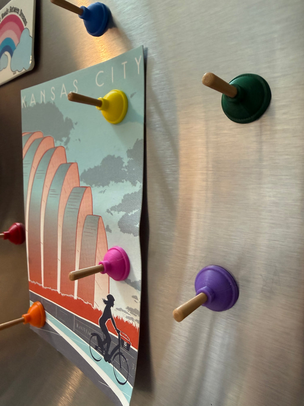 Plunger Fridge Magnets Set of 6, Novelty Toilet Plunger Magnet Gift, Funny Kitchen Decor, Choose Your Colors, Handmade USA