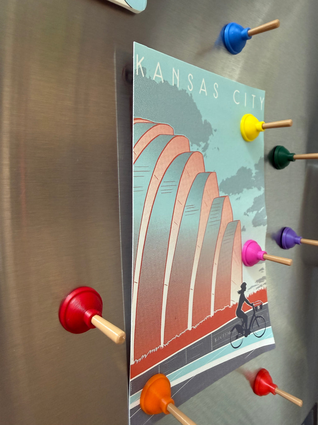 Plunger Fridge Magnets Set of 6, Novelty Toilet Plunger Magnet Gift, Funny Kitchen Decor, Choose Your Colors, Handmade USA