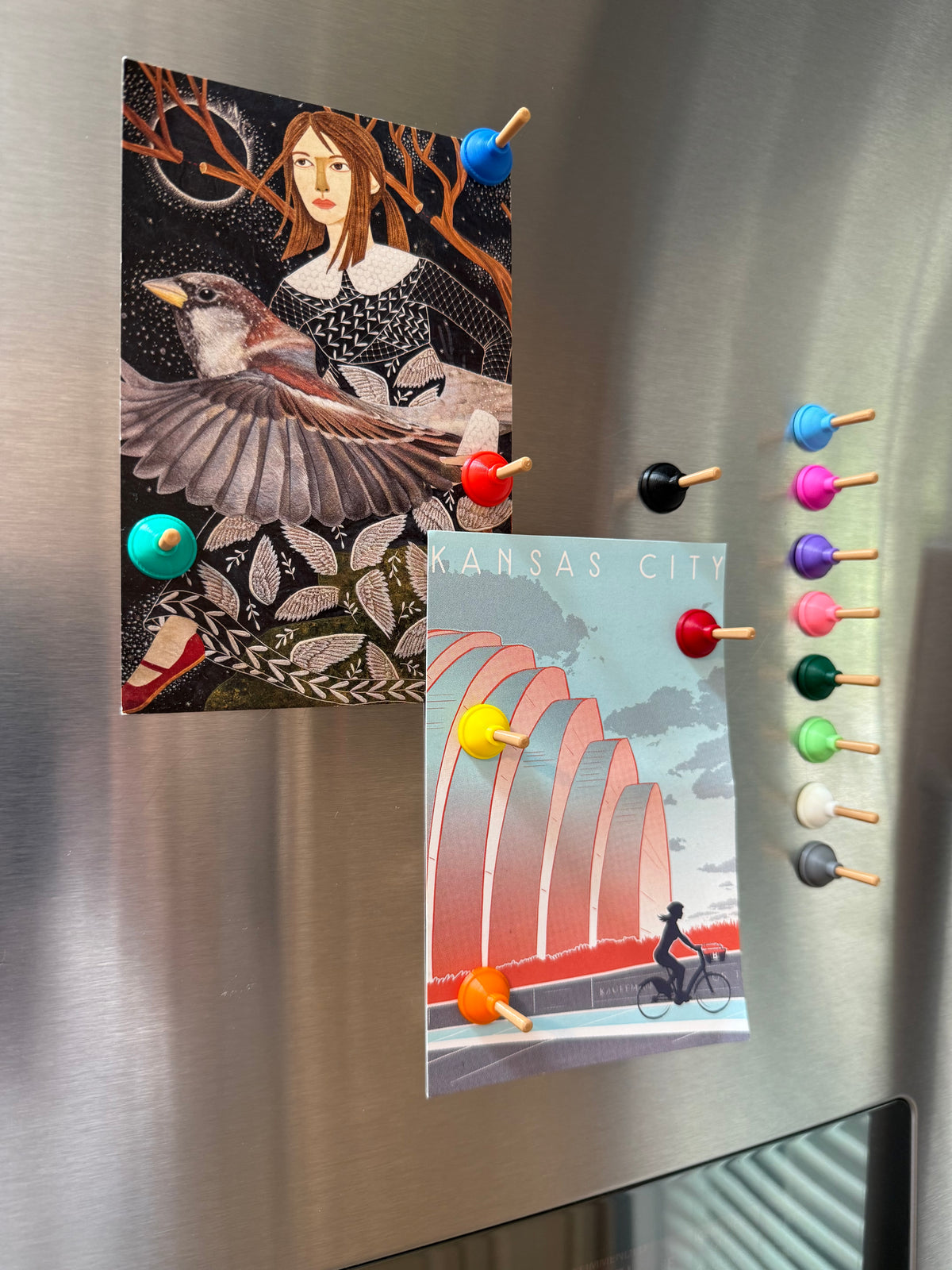 Plunger Fridge Magnets Set of 6, Novelty Toilet Plunger Magnet Gift, Funny Kitchen Decor, Choose Your Colors, Handmade USA