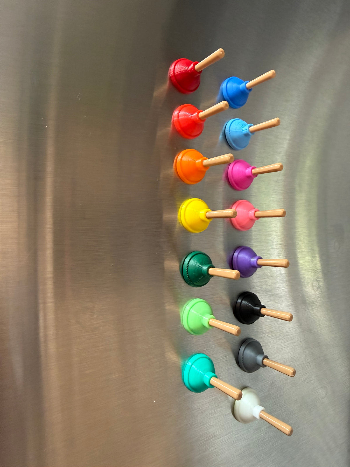 Plunger Fridge Magnets Set of 6, Novelty Toilet Plunger Magnet Gift, Funny Kitchen Decor, Choose Your Colors, Handmade USA