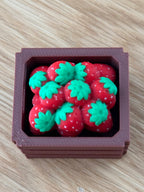 Strawberry Crate Fidget Toy, Miniature Fruit Crate Clicker, Cute Strawberry Basket Decor, Fun Desk Toy Gift, Handmade USA