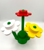 Colorful flower-shaped plastic bouquet on a white background
