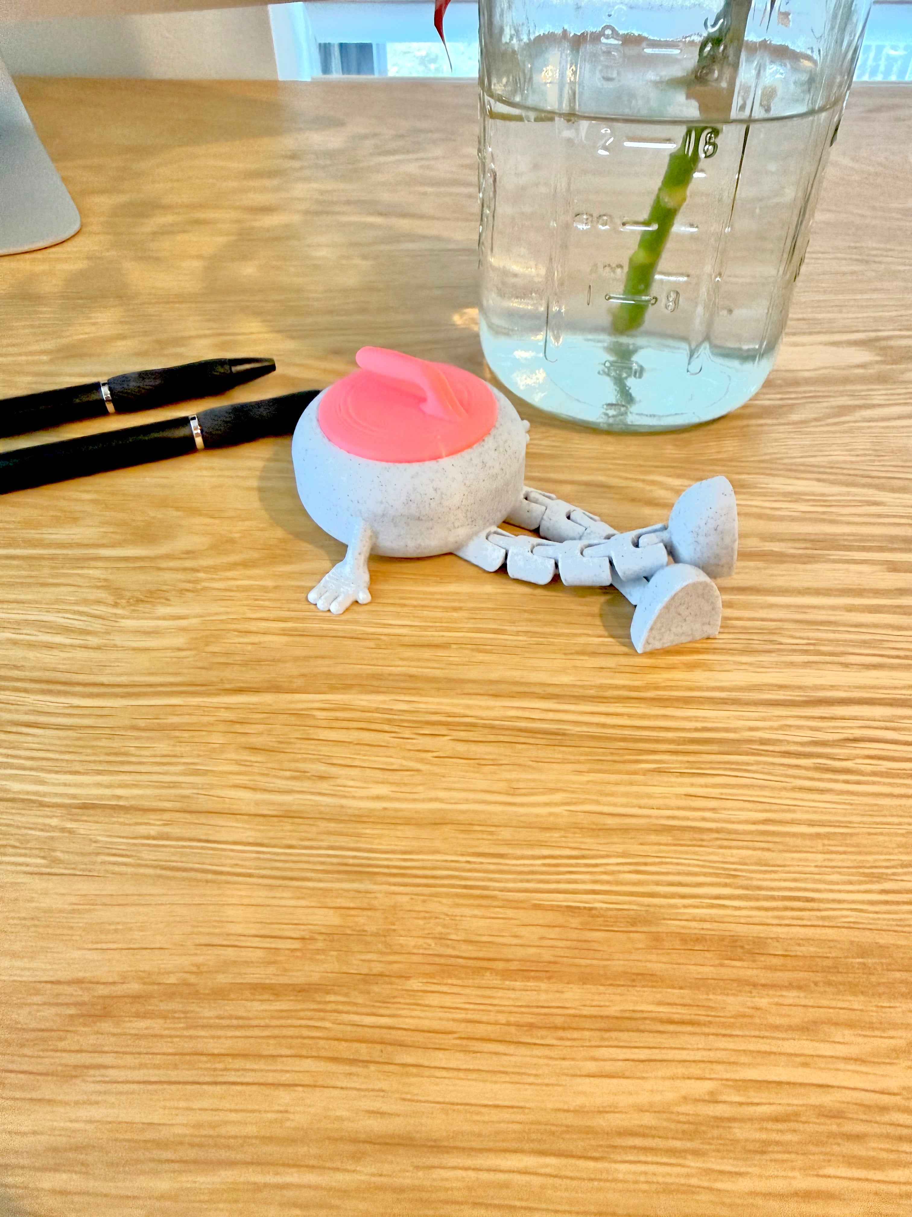 Curling Stone Buddy — Articulated Desk Figure | Choose Your Handle Color