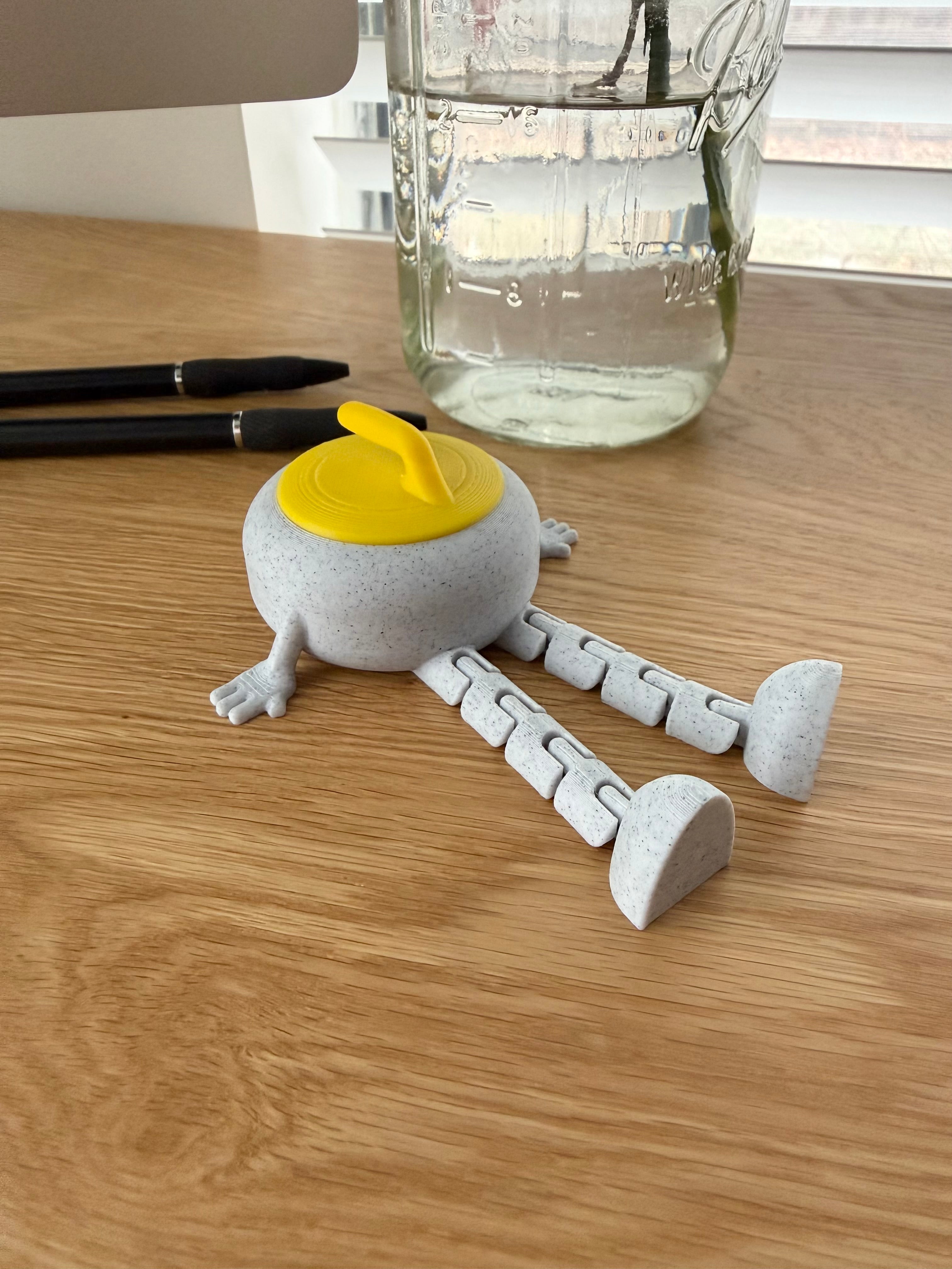 Curling Stone Buddy — Articulated Desk Figure | Choose Your Handle Color