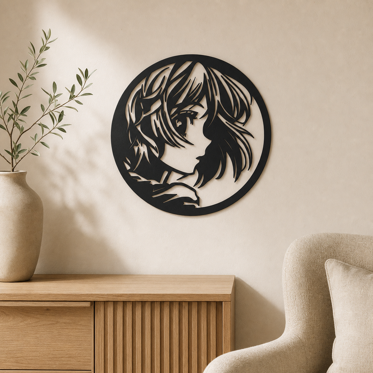 Anime Girl Face Wall Art