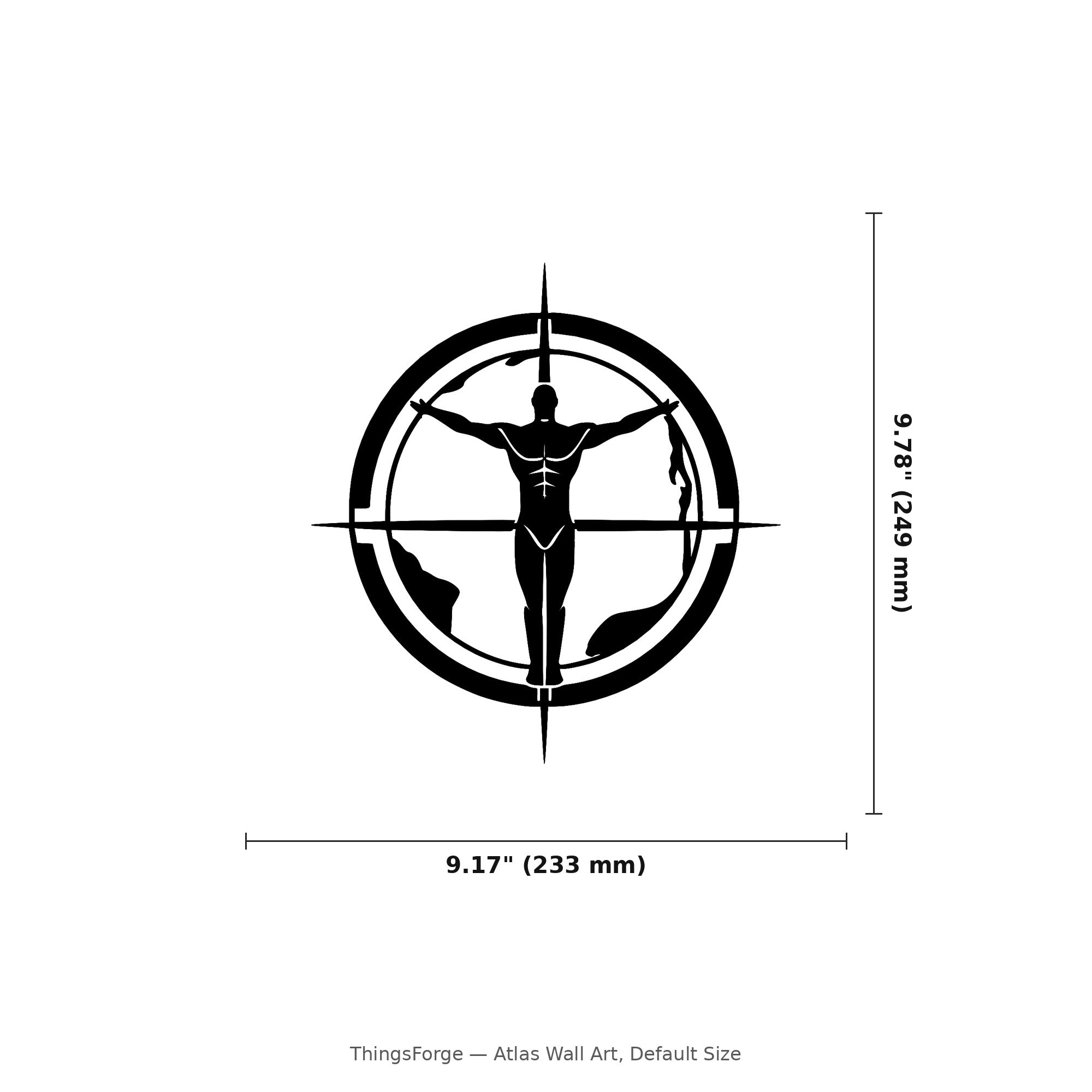 Atlas Wall Art — Compass & World Map Silhouette | 2 Sizes