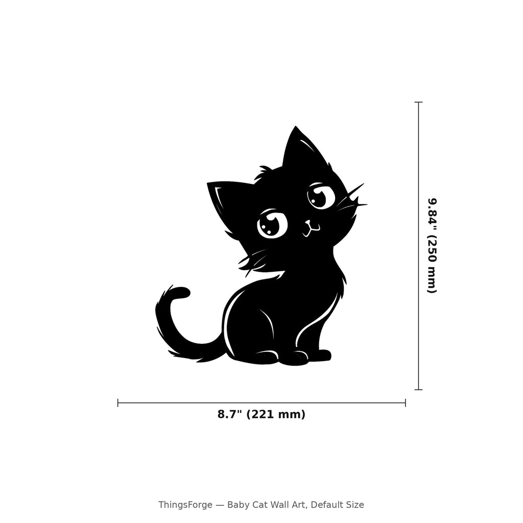 Baby Cat Wall Art — Cute Cartoon Kitten Silhouette | 2 Sizes