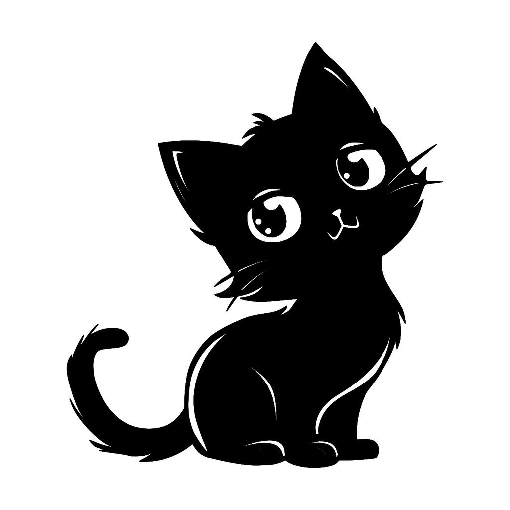 Baby Cat Wall Art — Cute Cartoon Kitten Silhouette | 2 Sizes