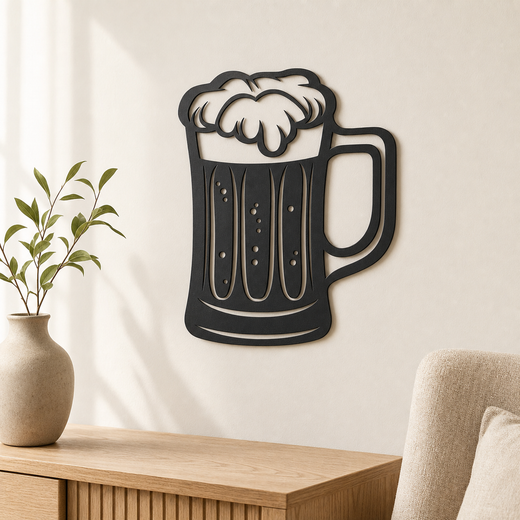 Beer Mug Wall Art — Frothy Pint Silhouette | 2 Sizes