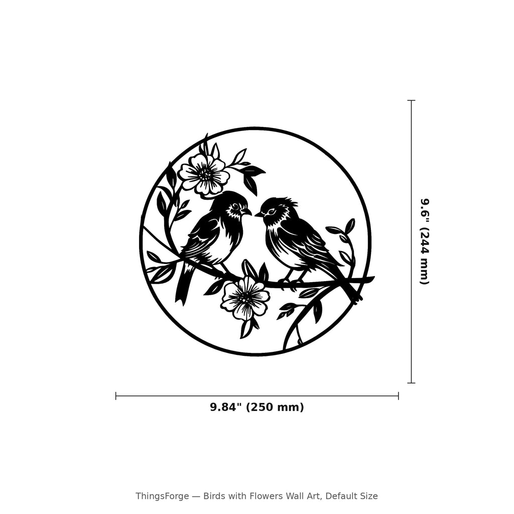 Birds with Flowers Wall Art — Songbird Circle Silhouette | 2 Sizes