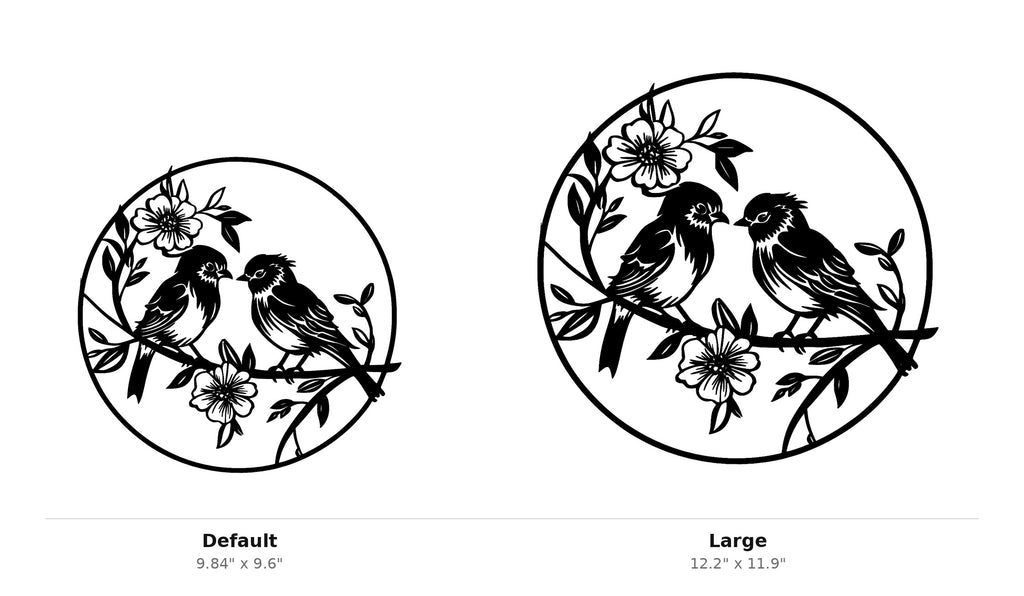 Birds with Flowers Wall Art — Songbird Circle Silhouette | 2 Sizes