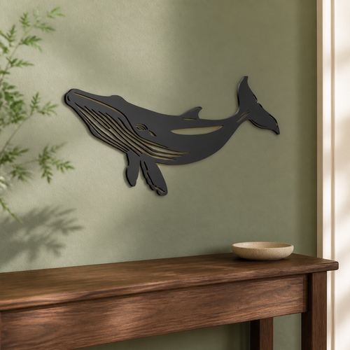 Blue Whale Wall Art — Diving Whale Silhouette | 2 Sizes