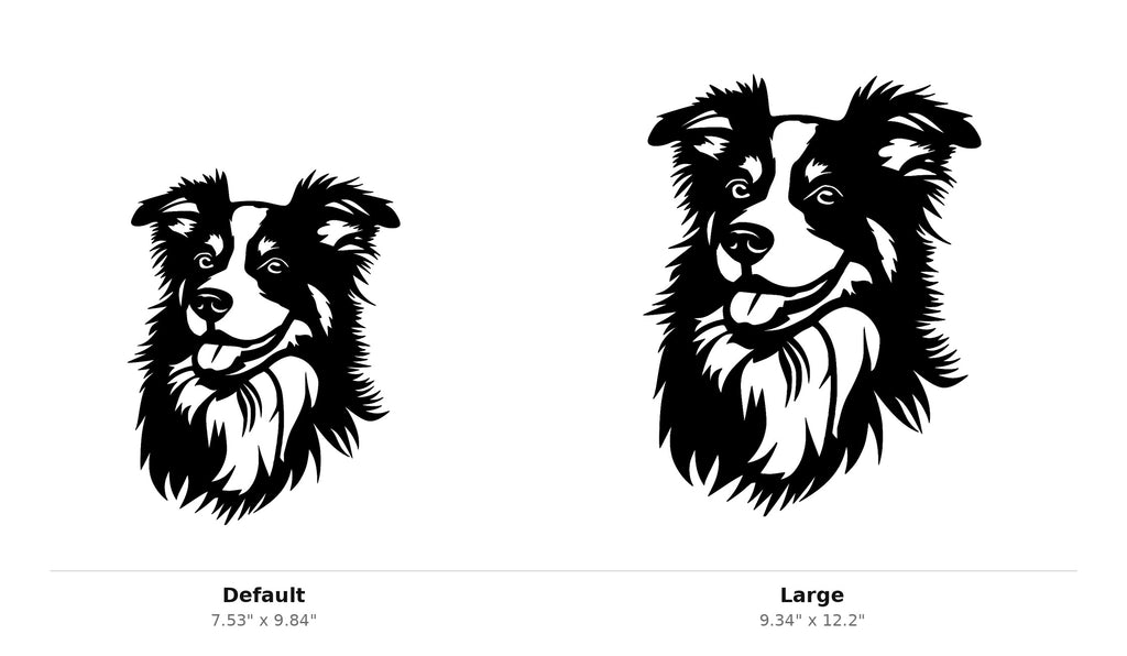 Border Collie Wall Art — Detailed Dog Portrait Silhouette | 2 Sizes