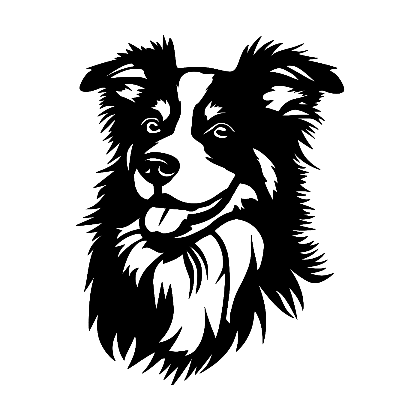 Border Collie Wall Art — Detailed Dog Portrait Silhouette | 2 Sizes
