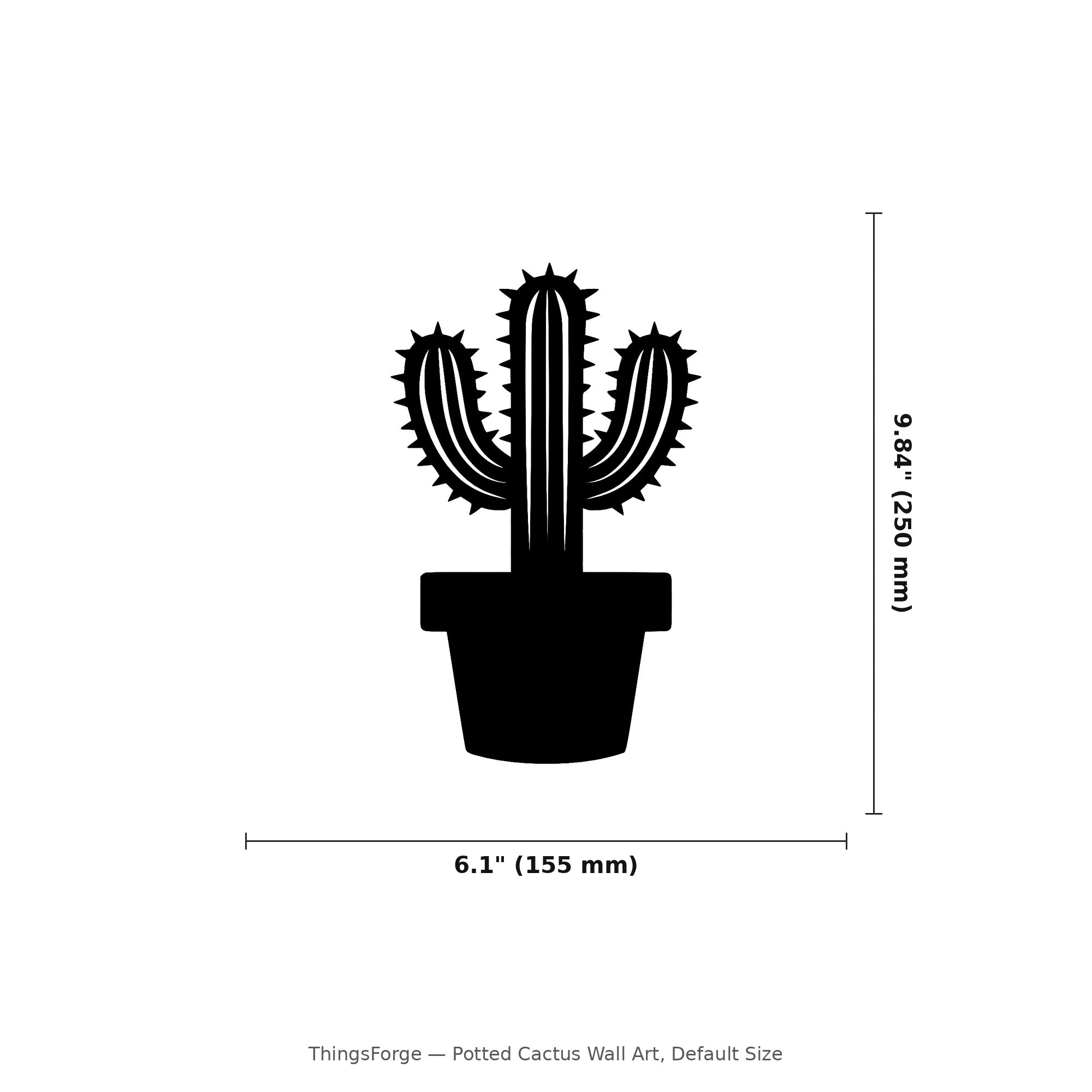 Potted Cactus Wall Art — Saguaro Silhouette | 2 Sizes