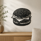 Cheeseburger Wall Art — Retro Diner Silhouette | 2 Sizes