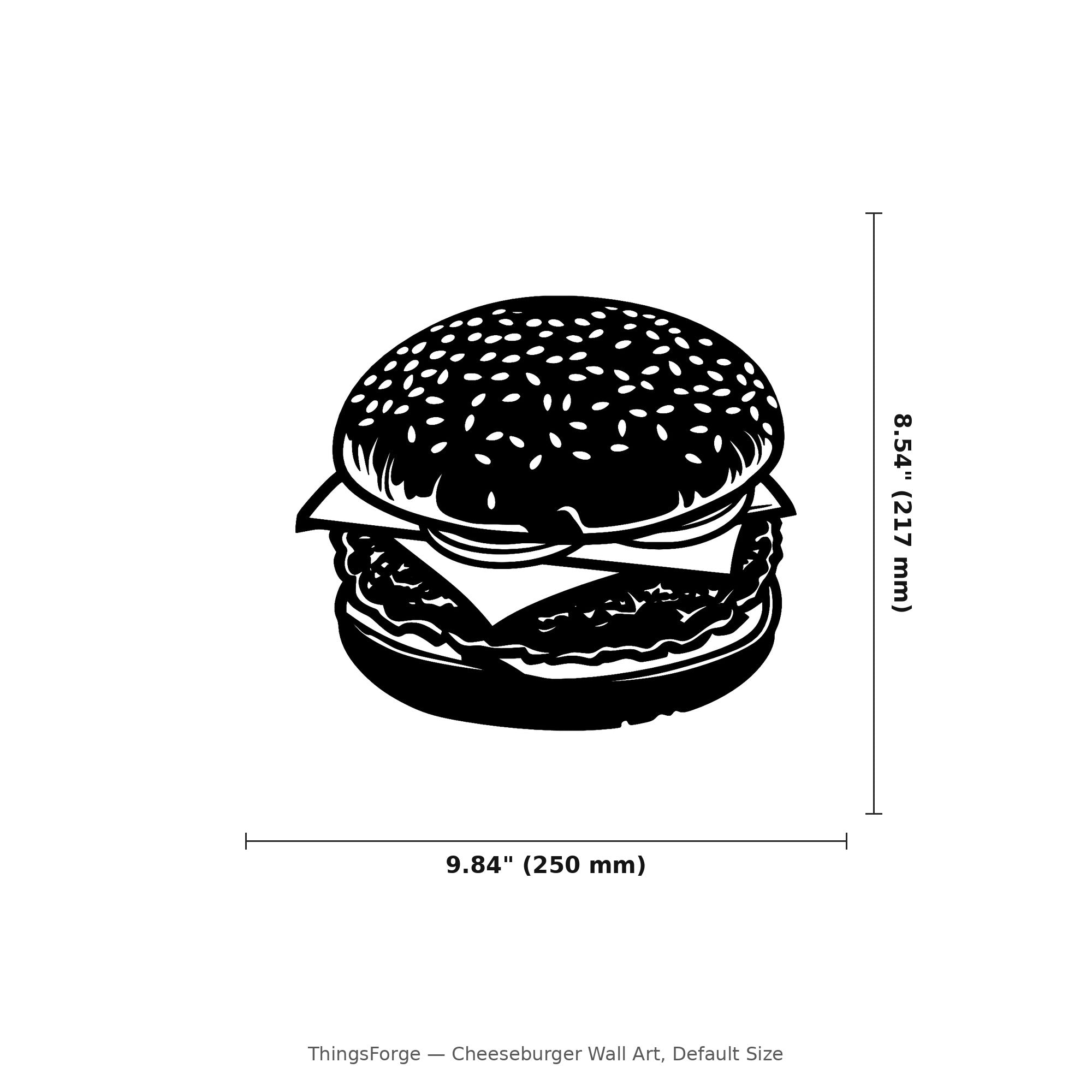 Cheeseburger Wall Art — Retro Diner Silhouette | 2 Sizes