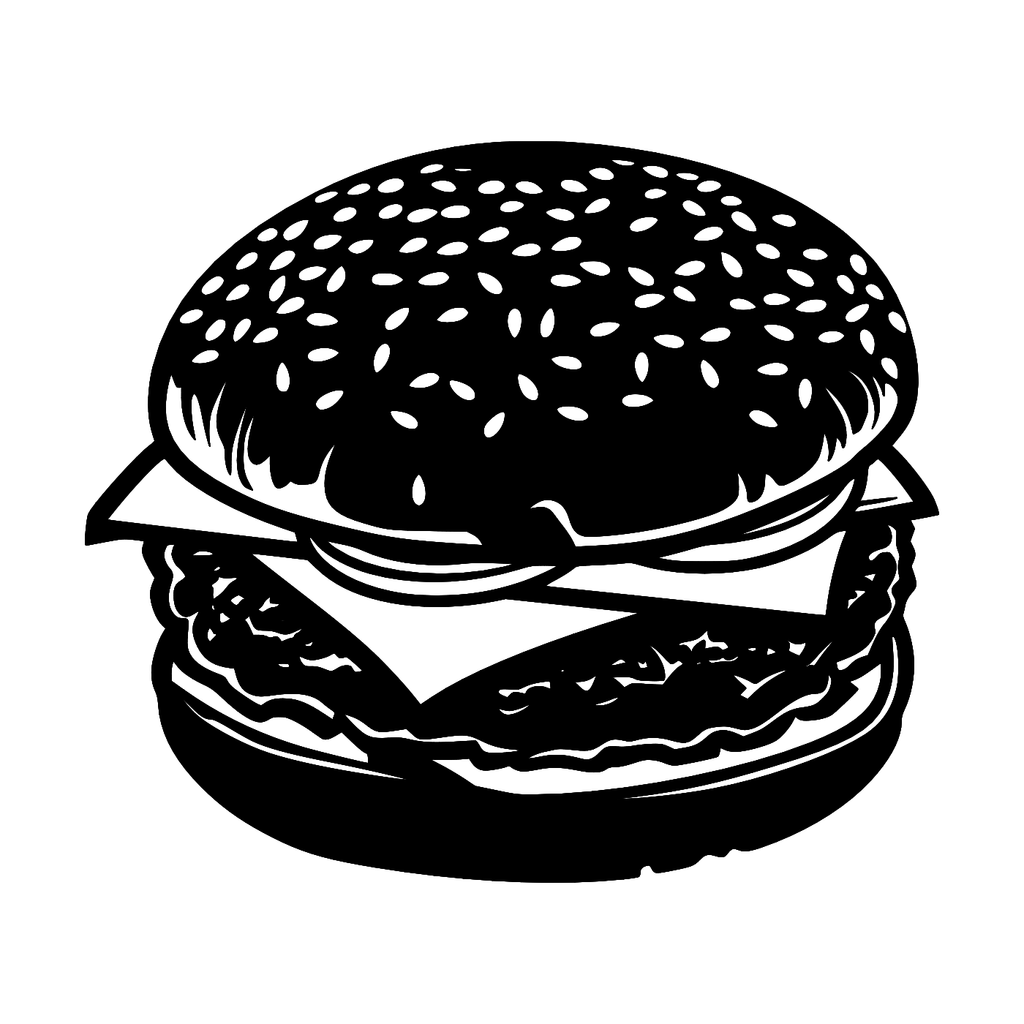 Cheeseburger Wall Art — Retro Diner Silhouette | 2 Sizes