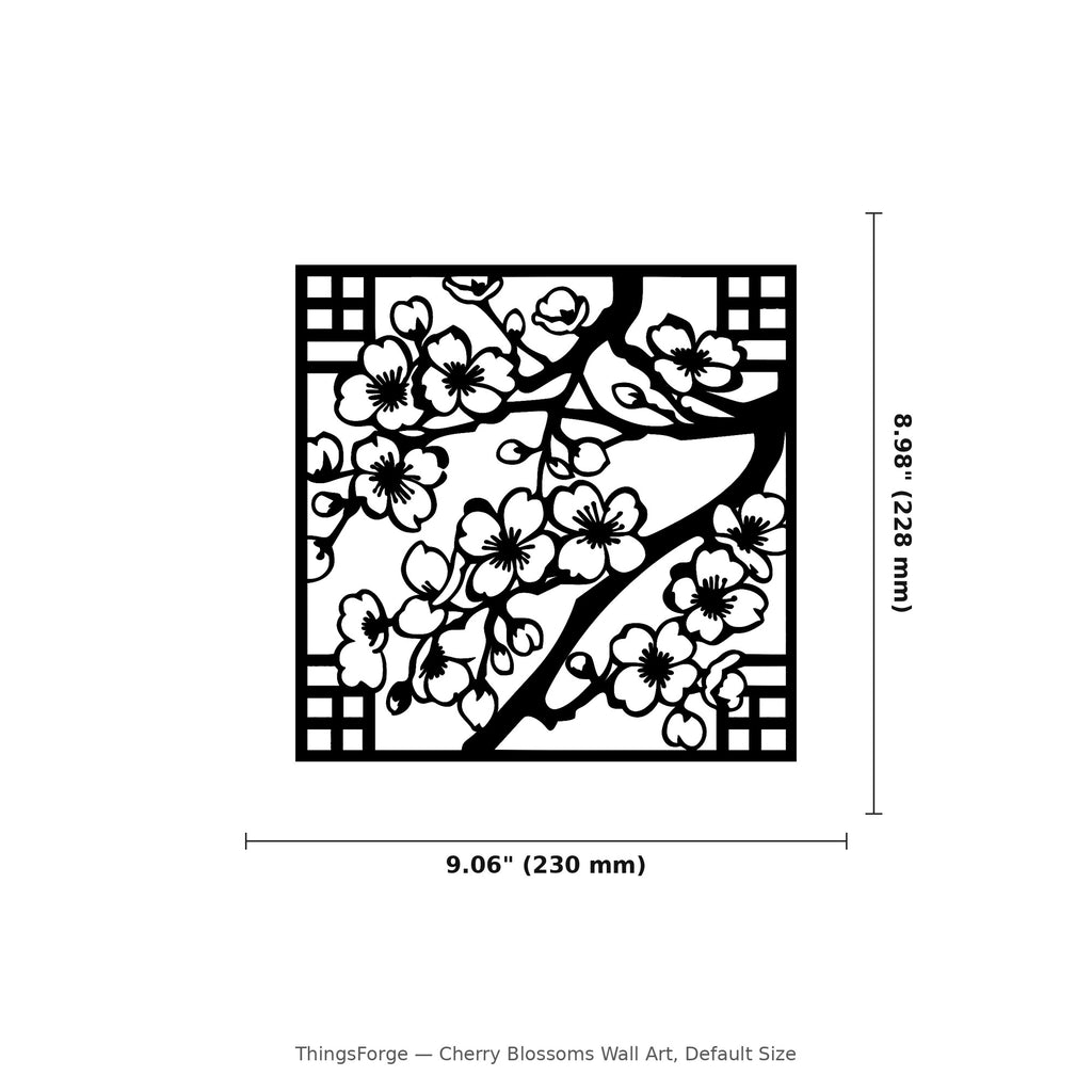 Cherry Blossoms Wall Art — Framed Blossom Branch Silhouette | 2 Sizes