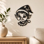 Christmas Elf Wall Art — Cute Elf Face Silhouette | 2 Sizes