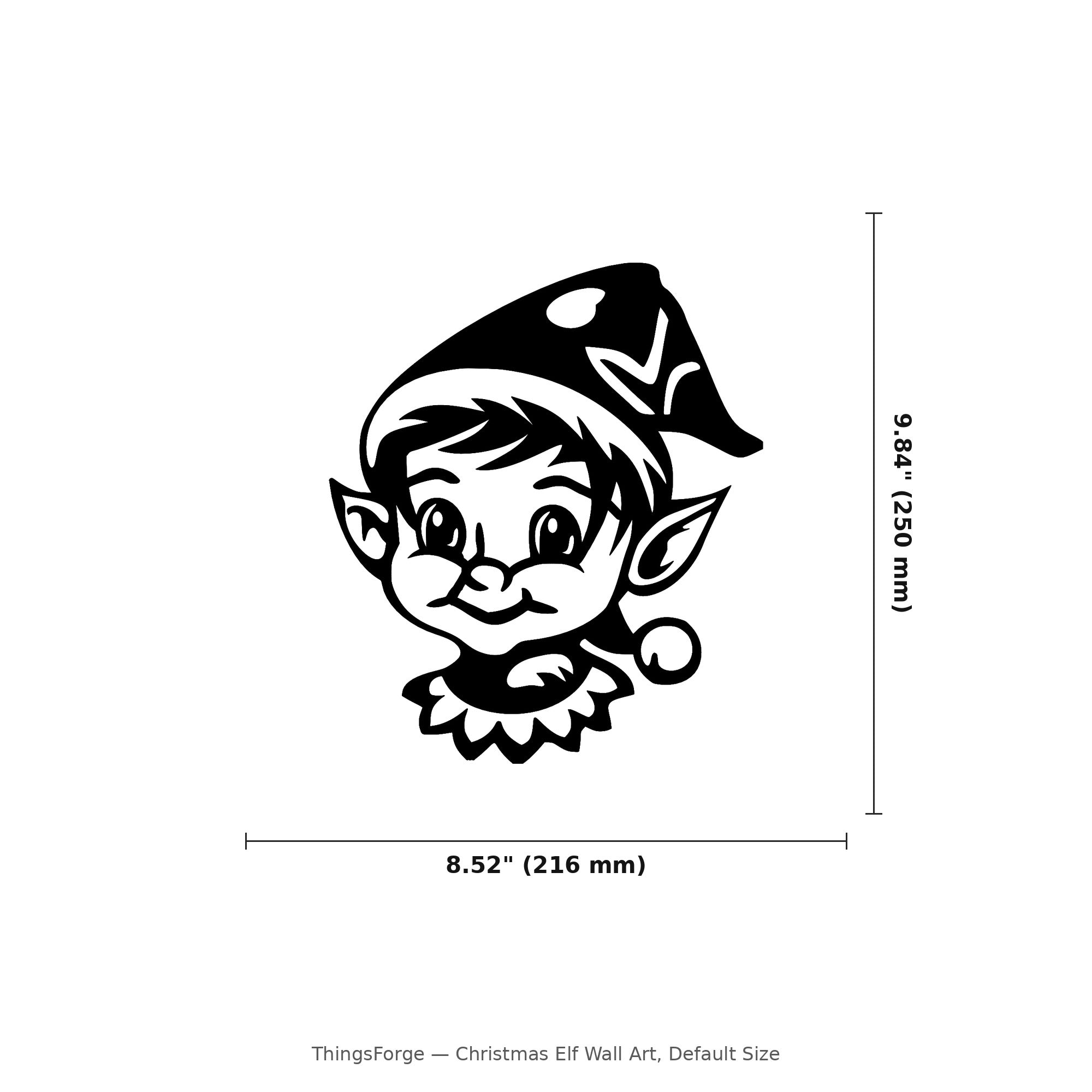 Christmas Elf Wall Art — Cute Elf Face Silhouette | 2 Sizes