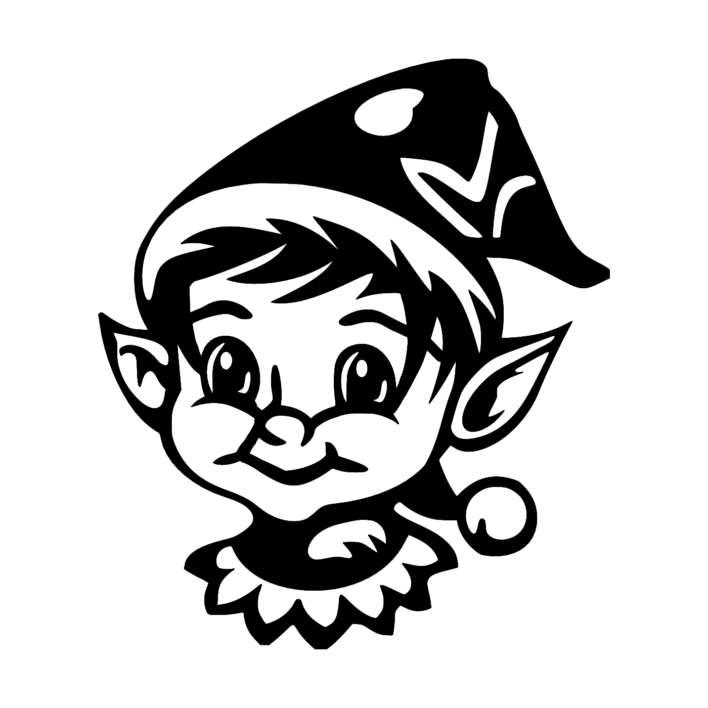 Christmas Elf Wall Art — Cute Elf Face Silhouette | 2 Sizes