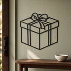 Christmas Present Wall Art — Wrapped Gift Box Line Silhouette | 2 Sizes