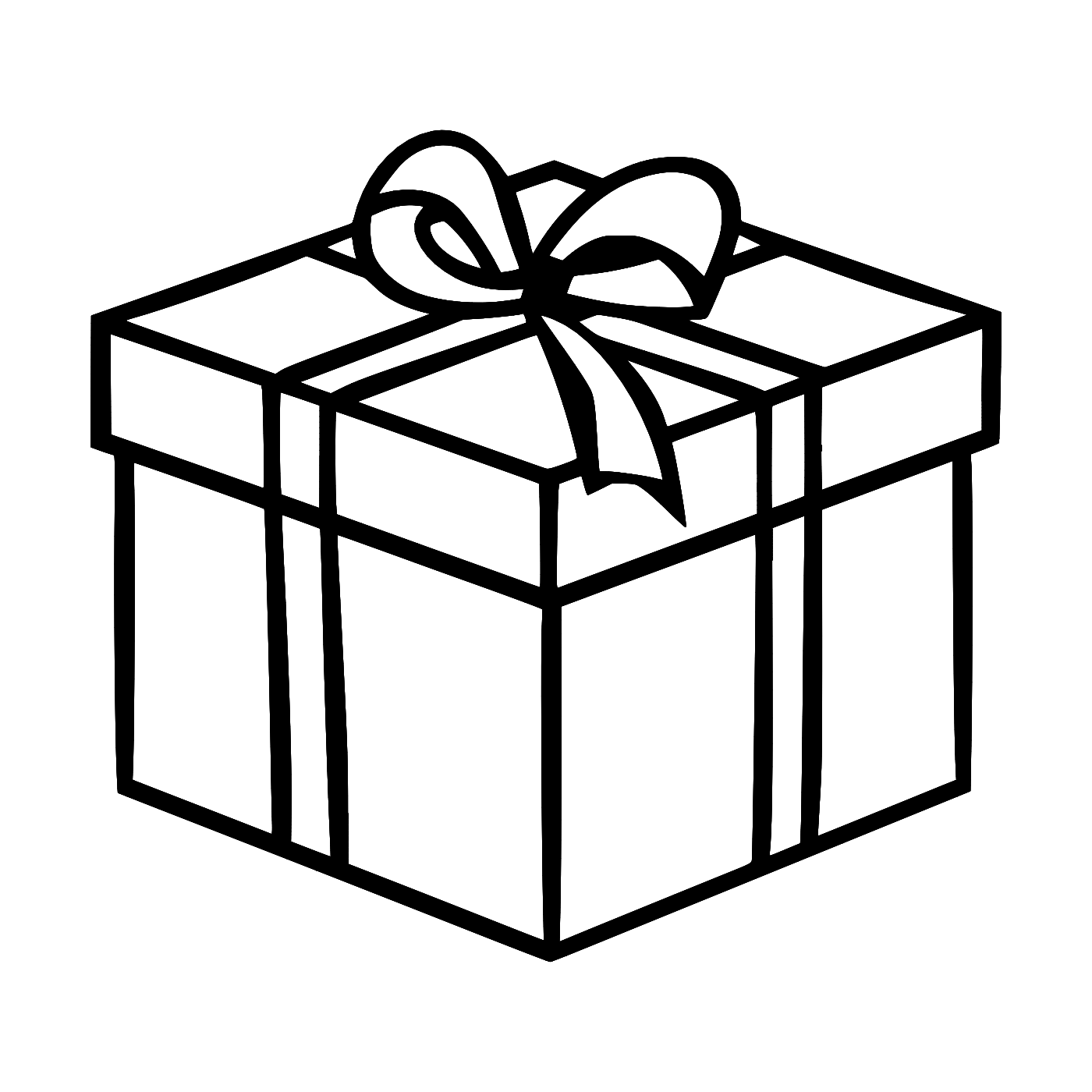 Christmas Present Wall Art — Wrapped Gift Box Line Silhouette | 2 Sizes