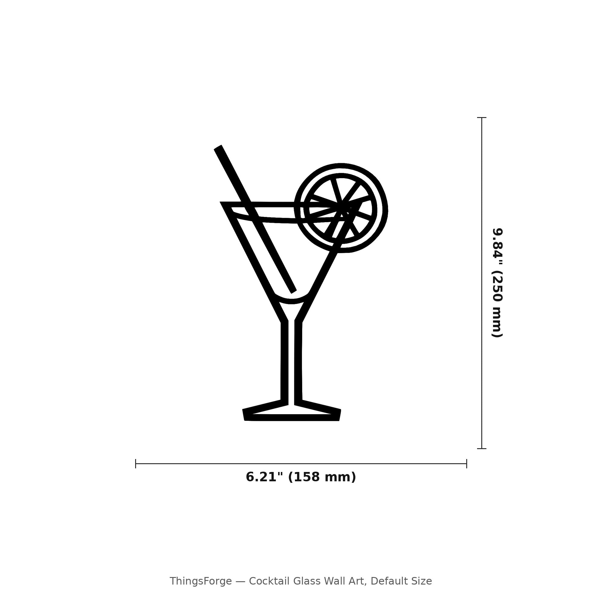Cocktail Glass Wall Art — Martini Line Silhouette | 2 Sizes