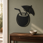 Coconut Cocktail Wall Art — Tropical Tiki Silhouette | 2 Sizes