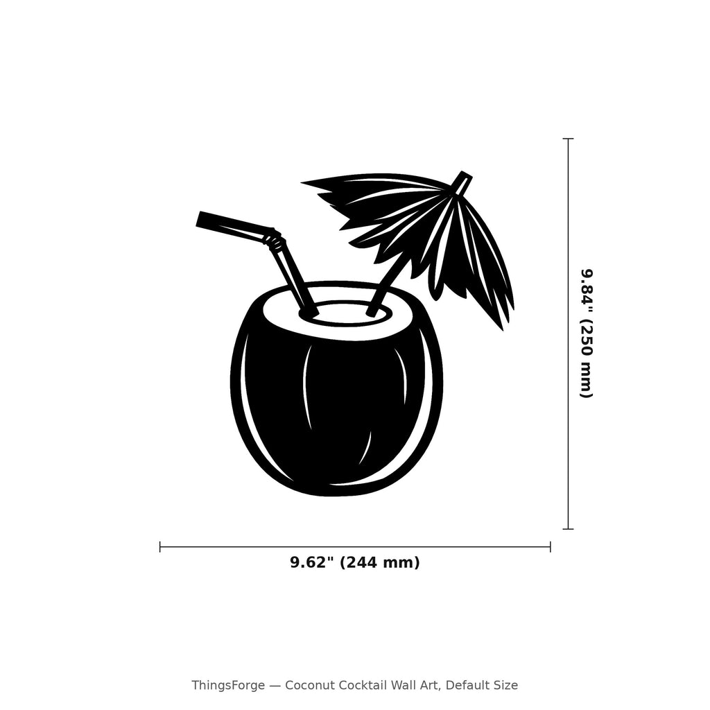 Coconut Cocktail Wall Art — Tropical Tiki Silhouette | 2 Sizes